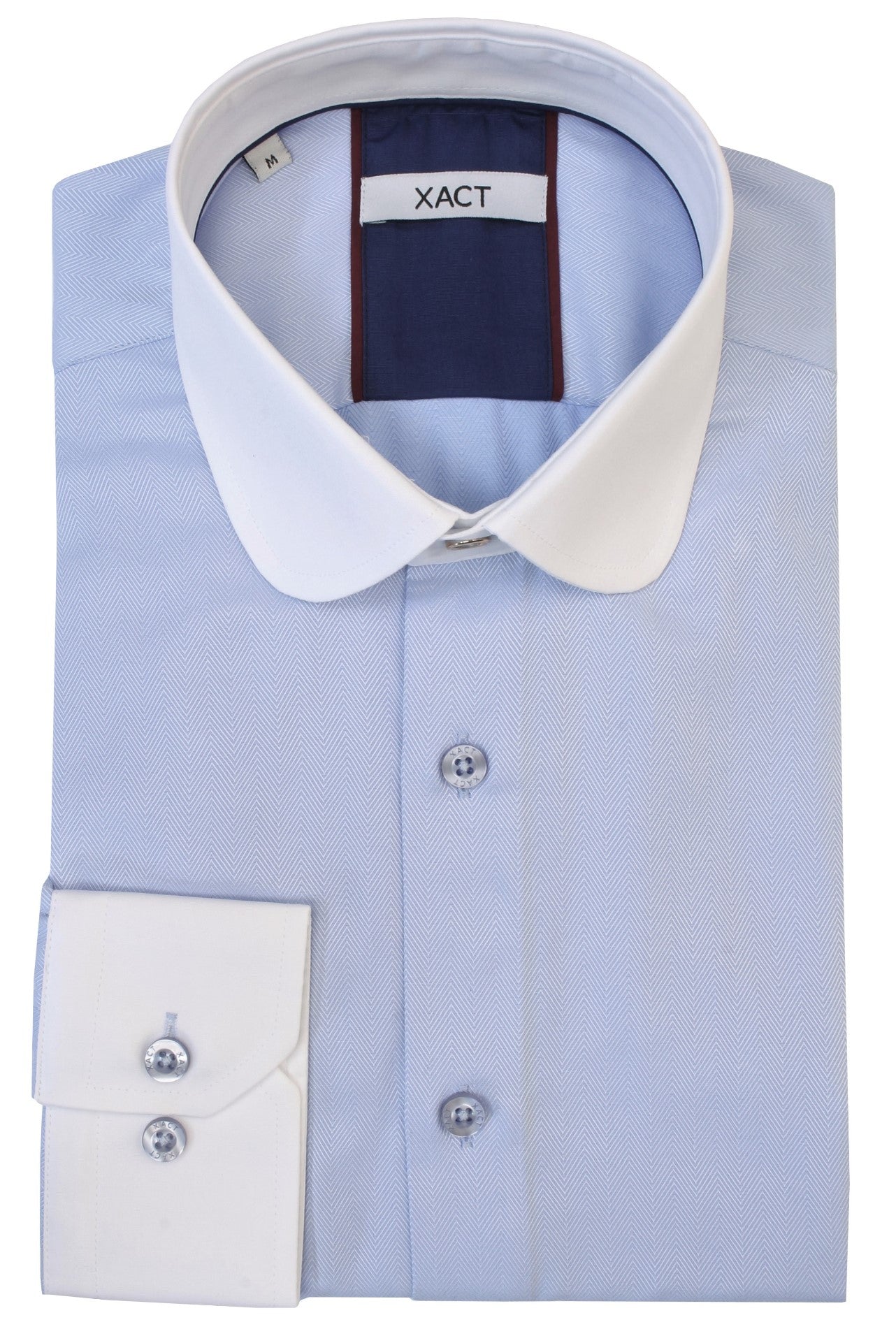 Xact Men's Club/ Penny Collar Shirt - White Contrast Collar & Cuffs