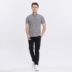 Xact Men's Gingham Check Shirt with Button-Down Collar - Short Sleeved-2