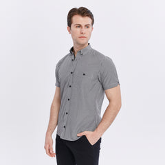 Xact Men's Gingham Check Shirt with Button-Down Collar - Short Sleeved-3