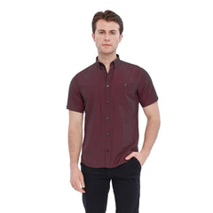 Xact Men's Gingham Check Shirt with Button-Down Collar - Short Sleeved-2