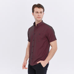 Xact Men's Gingham Check Shirt with Button-Down Collar - Short Sleeved-3