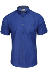 Xact Men's Gingham Check Shirt with Button-Down Collar - Short Sleeved-Main Image