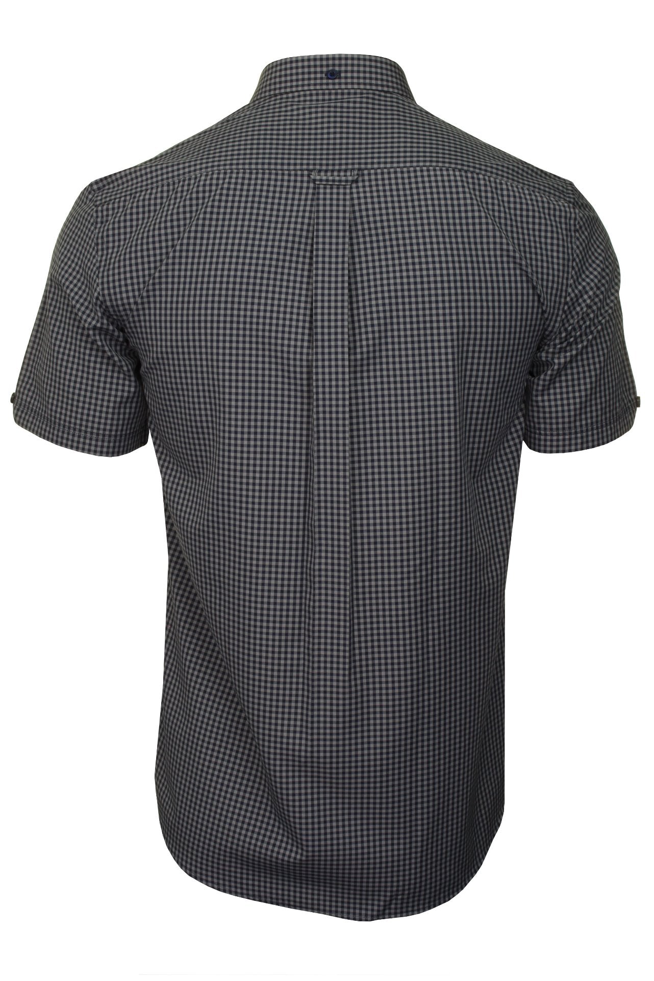 Xact Men's Gingham Check Shirt with Button-Down Collar - Short Sleeved-3