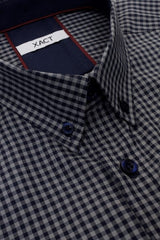 Xact Men's Gingham Check Shirt with Button-Down Collar - Short Sleeved-4
