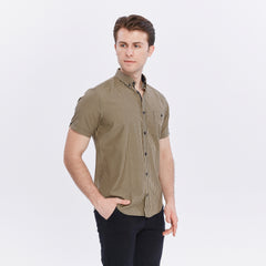 Xact Men's Gingham Check Shirt with Button-Down Collar - Short Sleeved-3