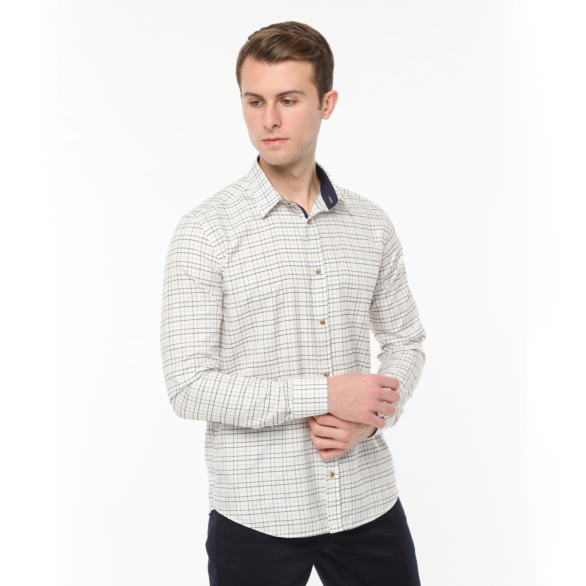 Xact Mens Tattersall Check Shirt - Long Sleeved