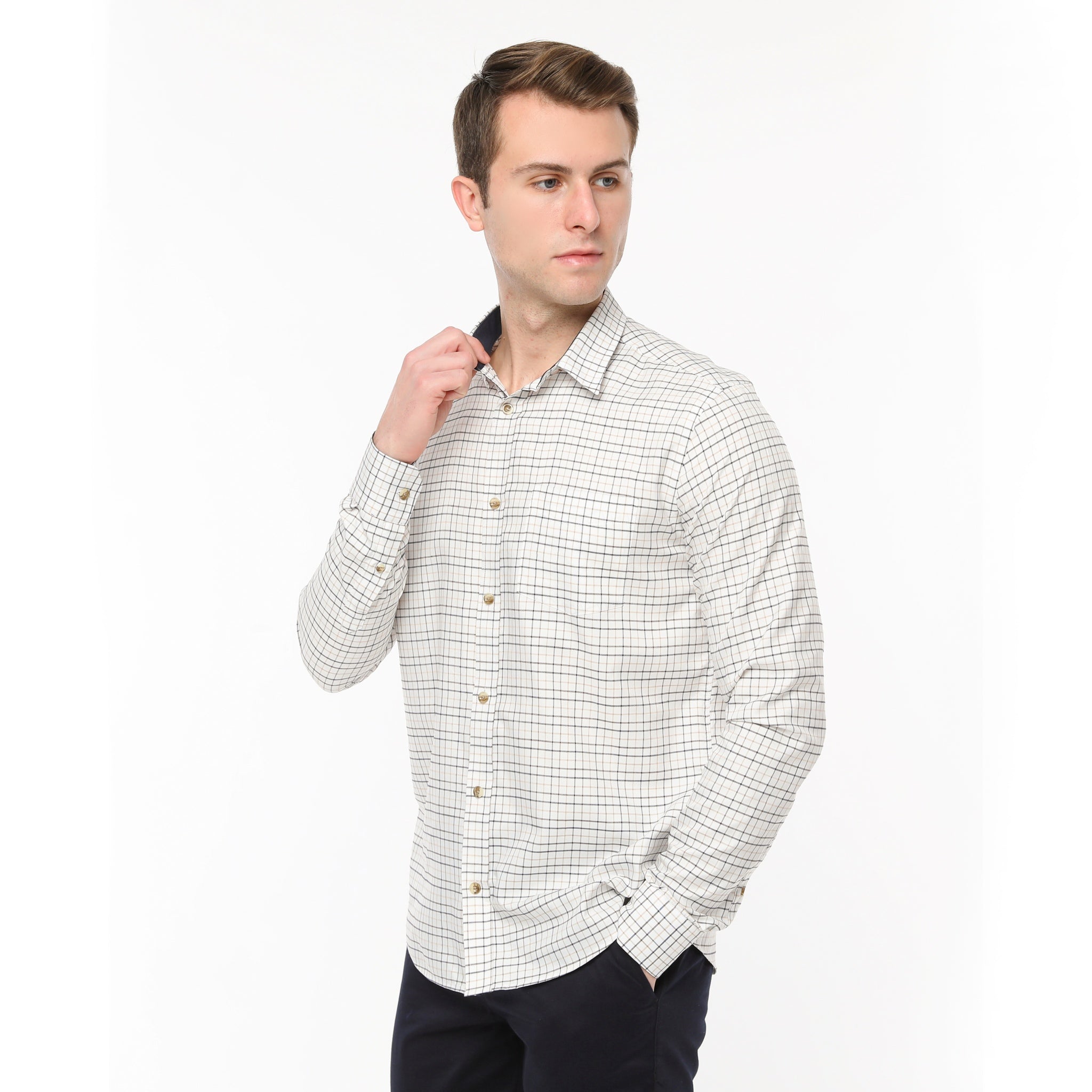 Xact Mens Tattersall Check Shirt - Long Sleeved