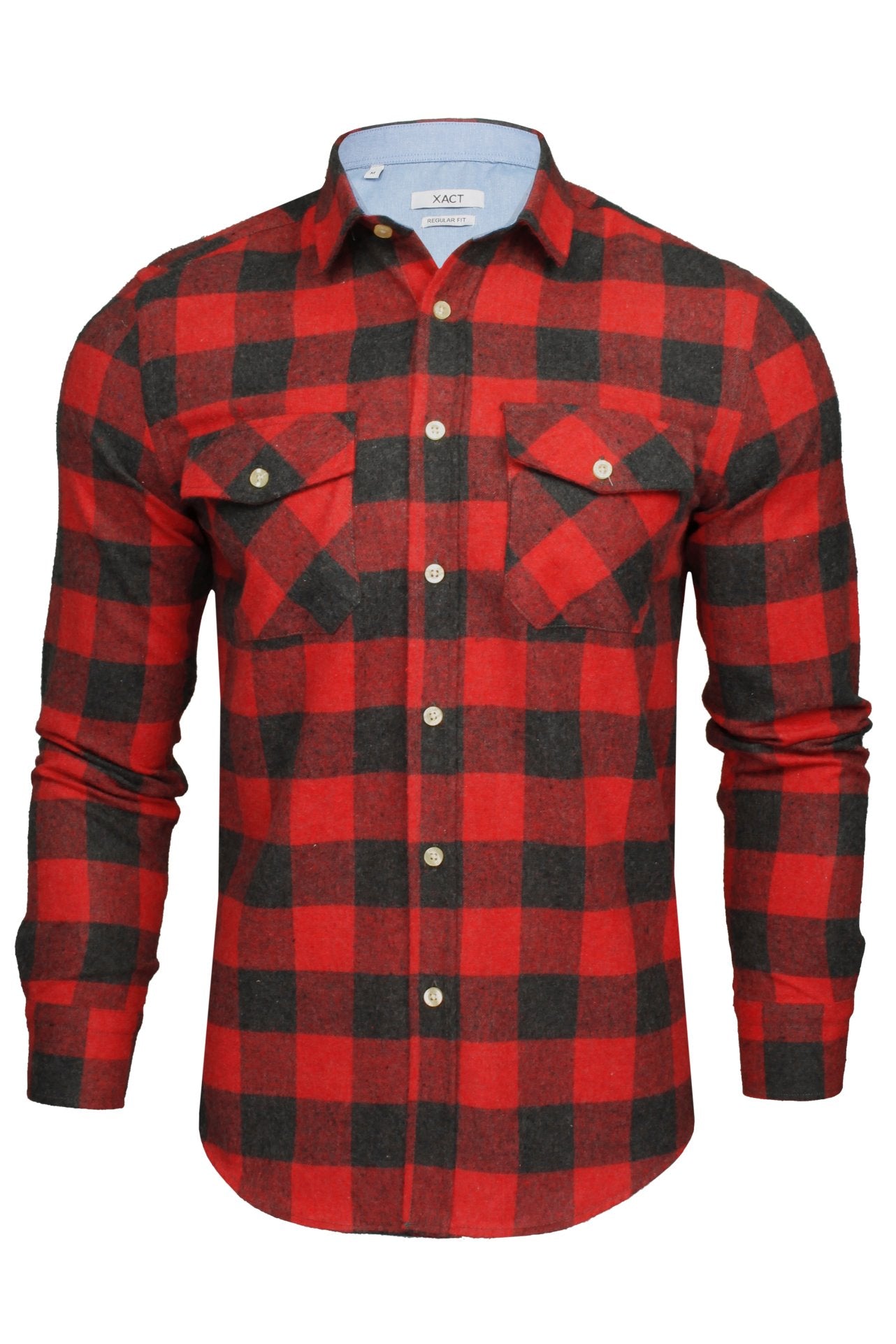 Xact Mens Soft Flannel Buffalo Check Shirt - Long Sleeved-Main Image