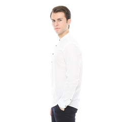Xact Mens Cotton Linen Grandad Band Collar Tunic Shirt, Long Sleeved, Regular Fit-3