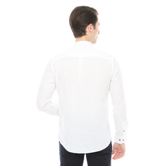 Xact Mens Cotton Linen Grandad Band Collar Tunic Shirt - Long Sleeved