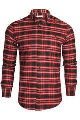 Xact Mens Tartan Plaid Button-Down Check Shirt - Long Sleeved-Main Image