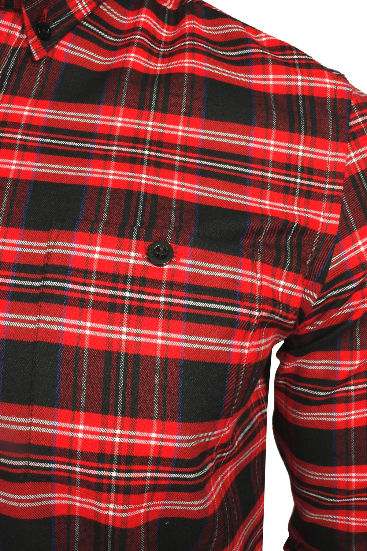 Xact Mens Tartan Plaid Button-Down Check Shirt, Long Sleeved, Regular Fit-2