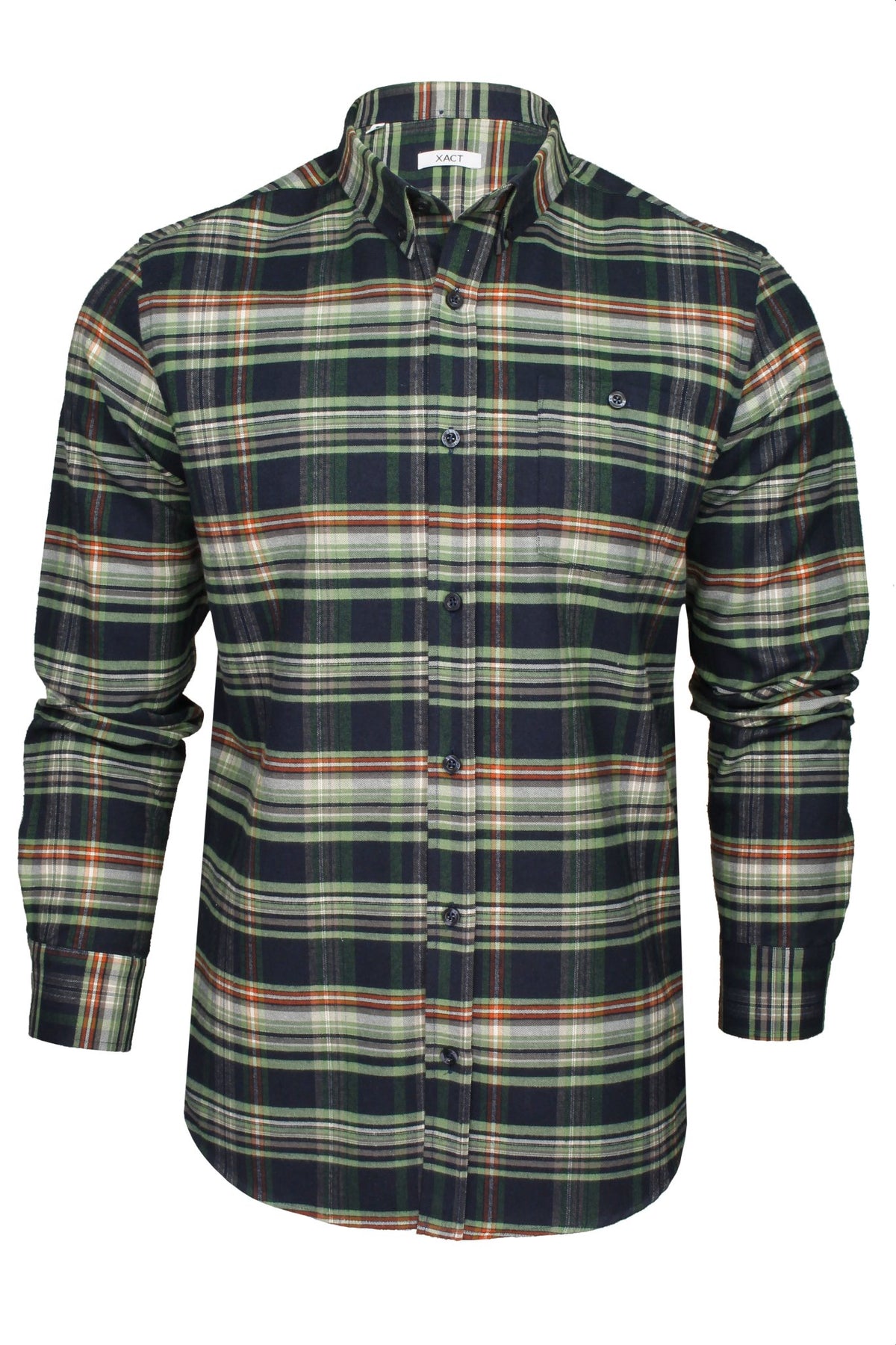 Xact Mens Tartan Plaid Button-Down Check Shirt, Long Sleeved, Regular Fit-2