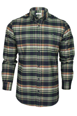 Xact Mens Tartan Plaid Button-Down Check Shirt, Long Sleeved, Regular Fit-Main Image