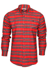 Xact Mens Tartan Plaid Button-Down Check Shirt - Long Sleeved-Main Image