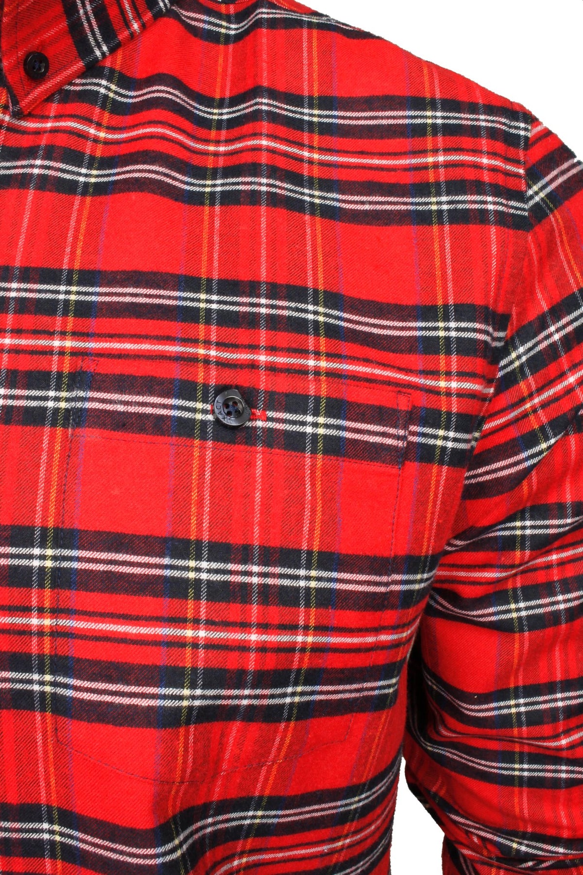 Xact Mens Tartan Plaid Button-Down Check Shirt, Long Sleeved, Regular Fit-2