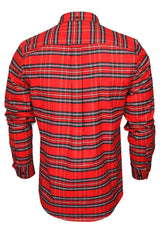 Xact Mens Tartan Plaid Button-Down Check Shirt - Long Sleeved-3