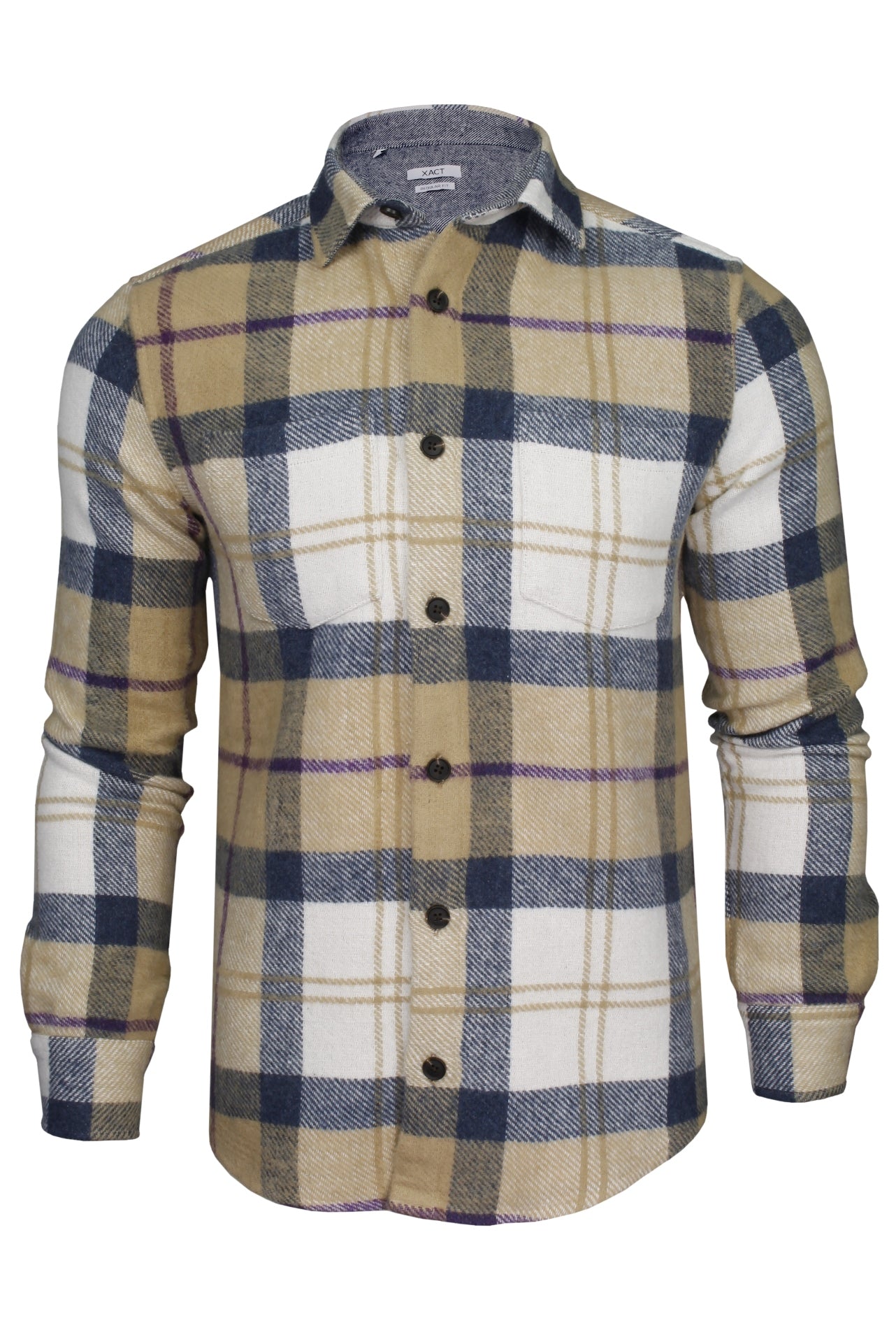 Xact Mens Heavy Flannel Plaid/ Check Lumberjack Over-Shirt - Long Sleeved-Main Image