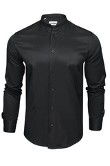Xact Men's Herringbone Grandad/ Band Collar Shirt, Long Sleeved, Regular Fit-Main Image