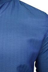 Xact Men's Herringbone Grandad/ Band Collar Shirt, Long Sleeved, Regular Fit-2