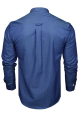 Xact Men's Herringbone Grandad/ Band Collar Shirt - Long Sleeved-3
