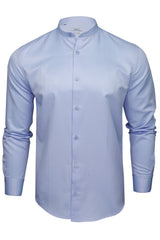 Xact Men's Herringbone Grandad/ Band Collar Shirt - Long Sleeved-Main Image