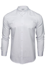 Xact Men's Herringbone Grandad/ Band Collar Shirt, Long Sleeved, Regular Fit-Main Image