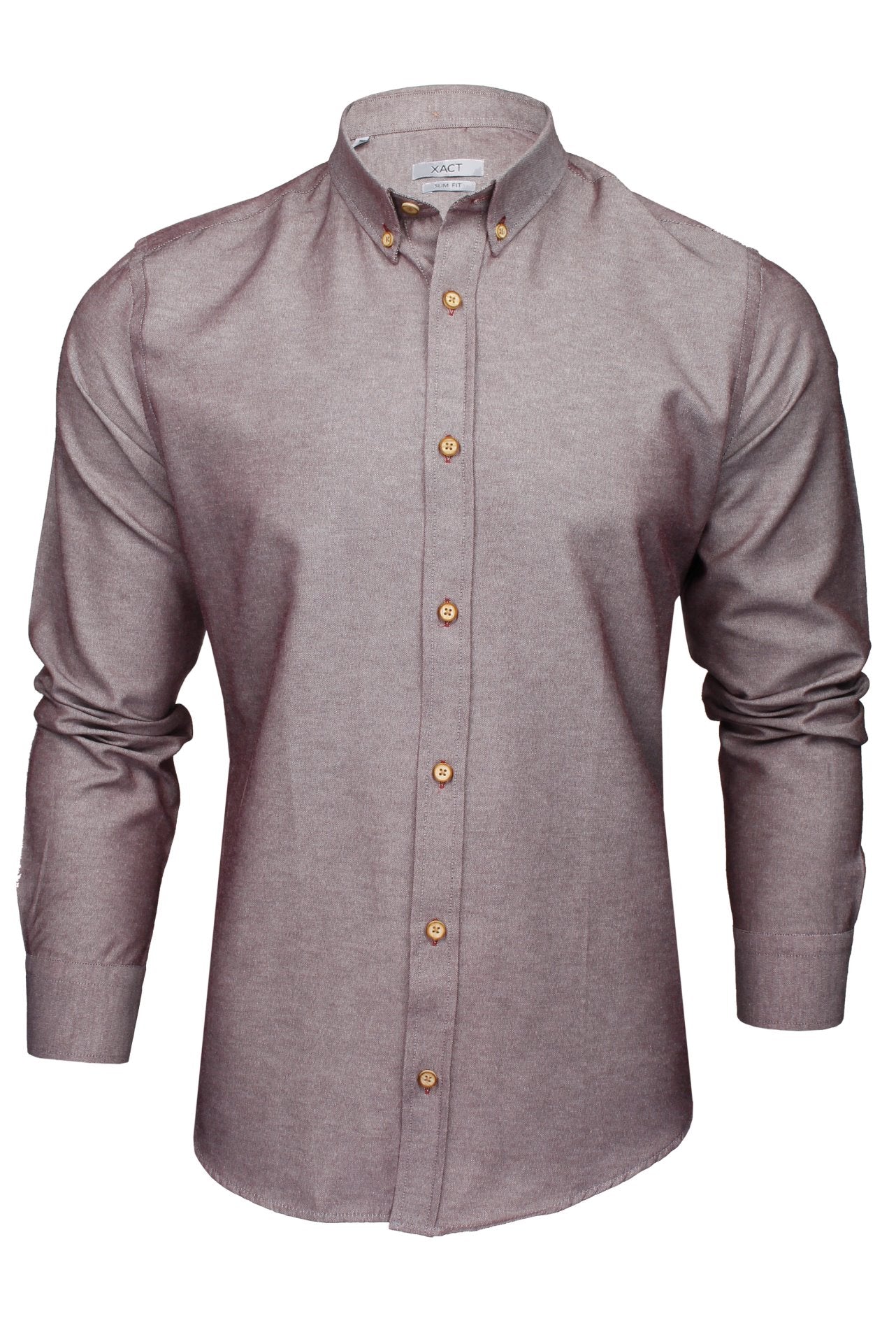 Xact Mens Chambray Denim Button Down Collar Shirt - Long Sleeved-Main Image