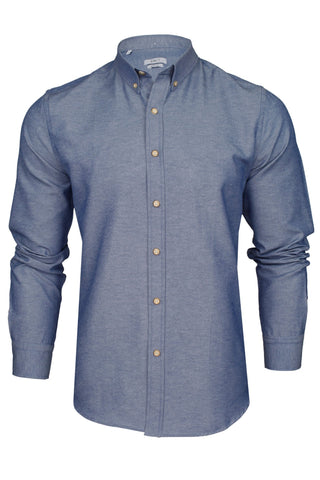 Xact Mens Chambray Shirt, Button-Down Collar, Long Sleeved, Slim Fit-Main Image