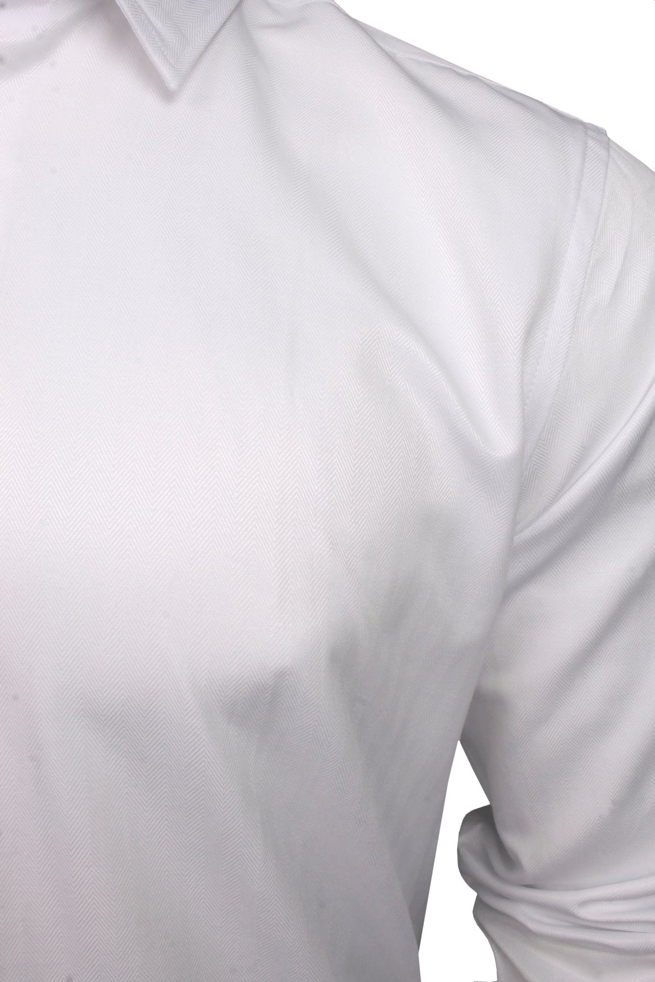 Xact Mens Herringbone Double Cuff Long Sleeved Formal/ Dress Shirt - Cufflinks Included-3