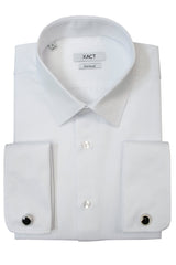 Xact Mens Herringbone Double Cuff Long Sleeved Formal/ Dress Shirt - Cufflinks Included-Main Image