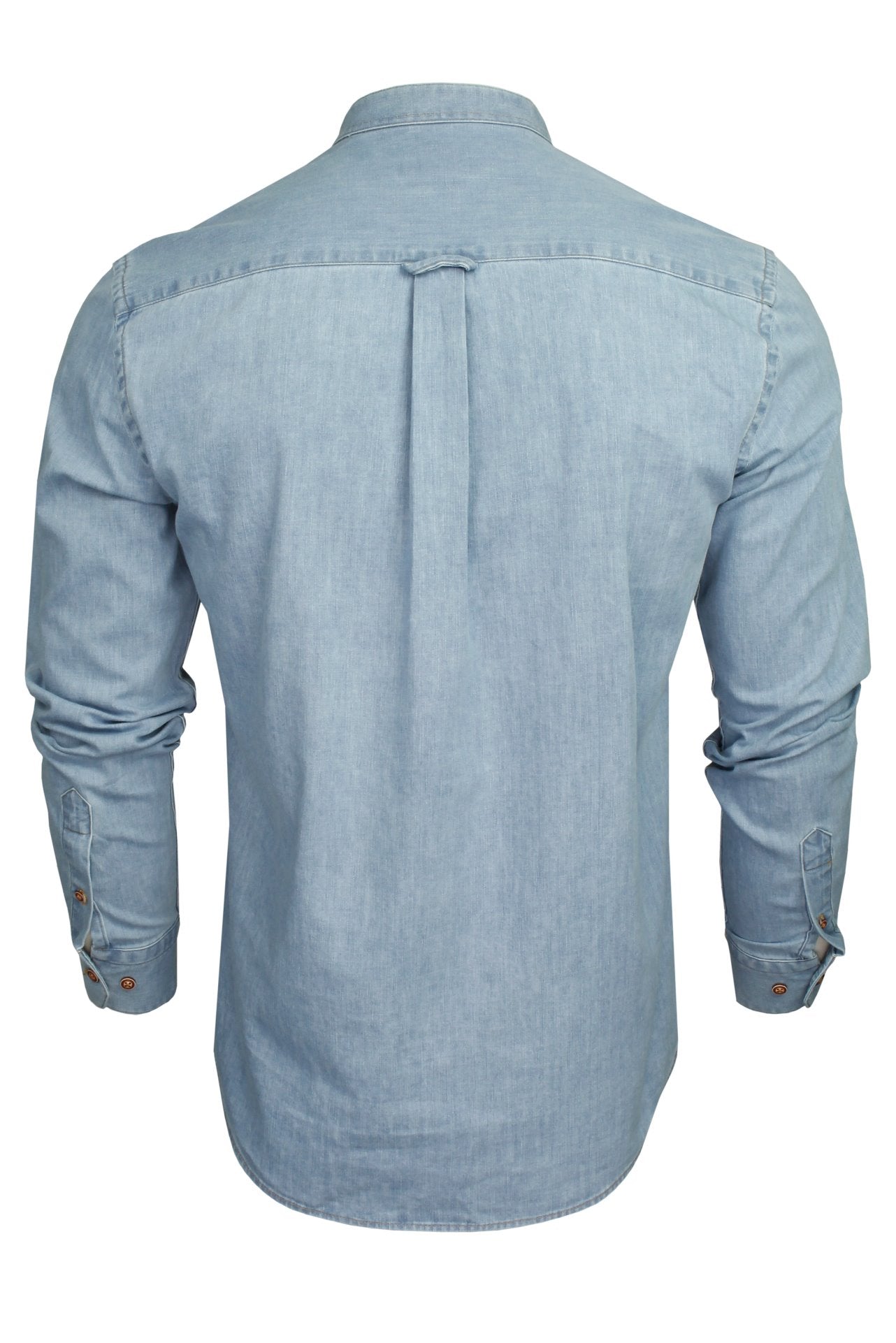 Xact Mens 6.6 oz Denim Band / Grandad Collar Shirt - Long Sleeved-3