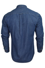 Xact Mens 6.6 oz Denim Band Grandad Collar Shirt, Long Sleeved, Regular Fit-3