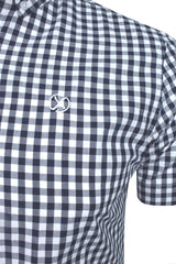 Xact Mens Cotton Gingham Check Shirt, Button-Down Collar, Short Sleeved-2