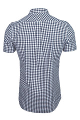 Xact Mens Cotton Gingham Check Shirt, Button-Down Collar, Short Sleeved-3