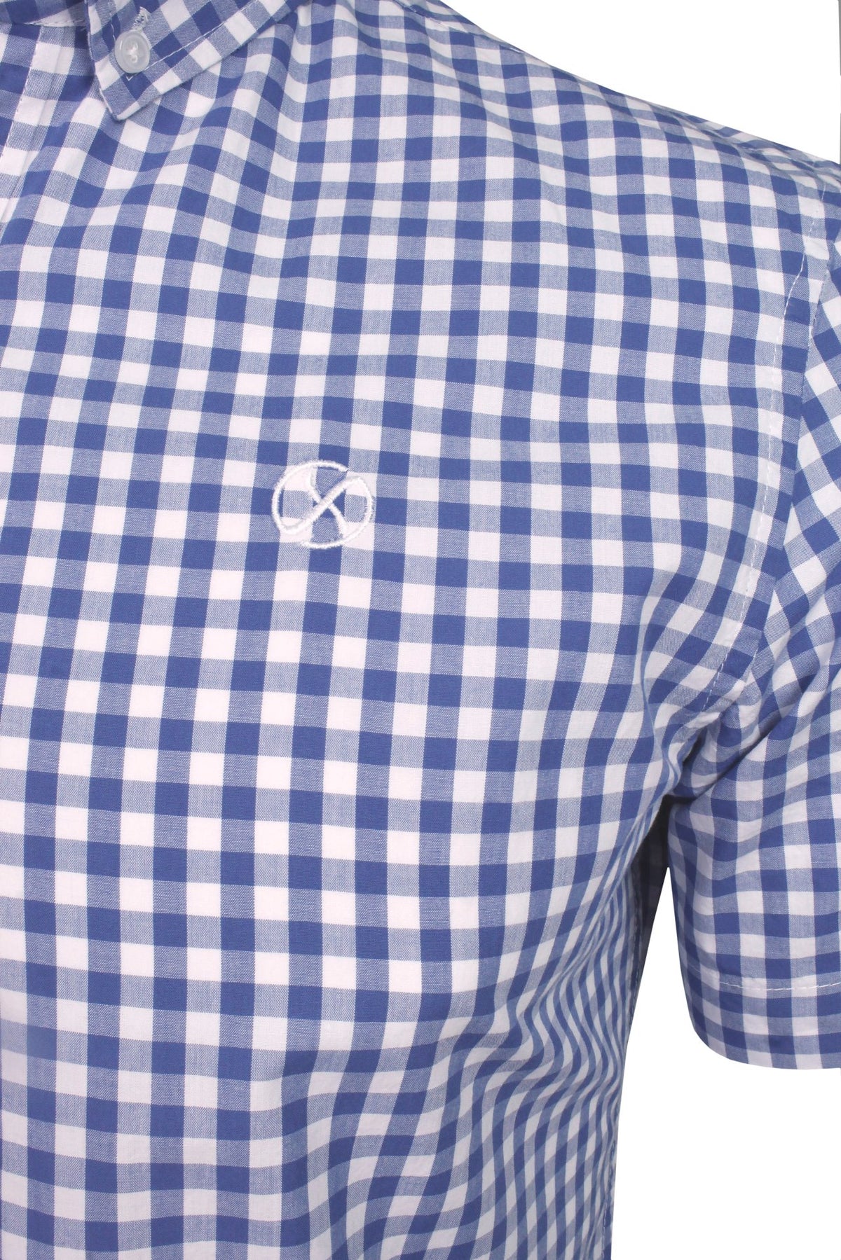 Xact Mens Cotton Gingham Check Shirt, Button-Down Collar, Short Sleeved-2