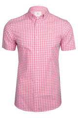Xact Mens Cotton Gingham Check Shirt, Button-Down Collar, Short Sleeved-Main Image