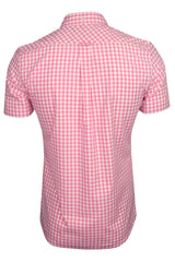 Xact Mens Cotton Gingham Check Shirt, Button-Down Collar, Short Sleeved-3