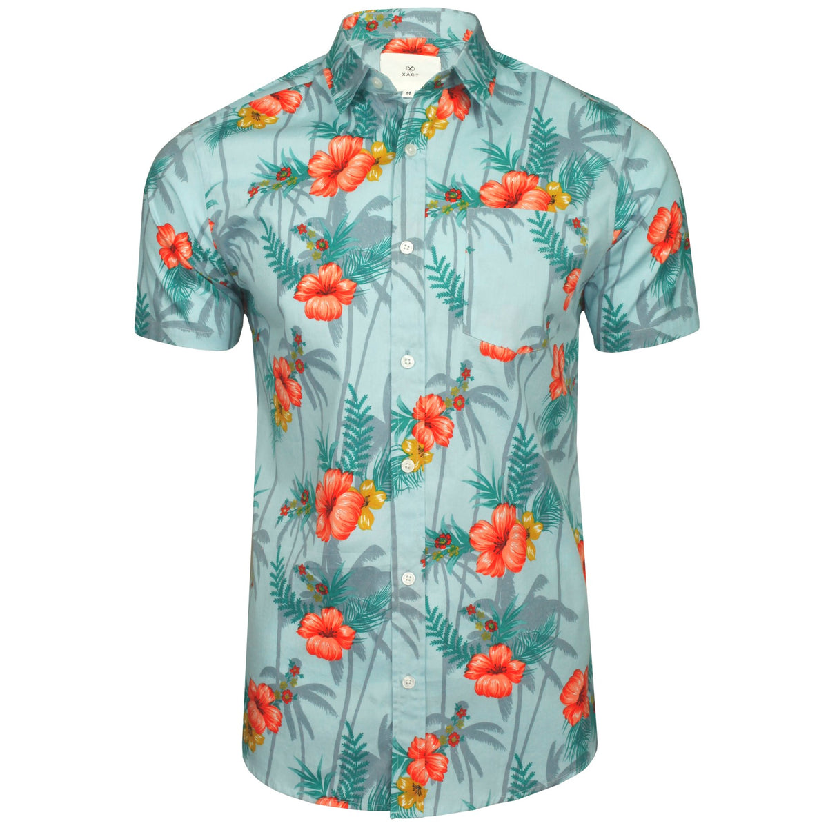 Xact Men's Hawaiian Floral Shirt, 100% Cotton, Short Sleeved-Main Image