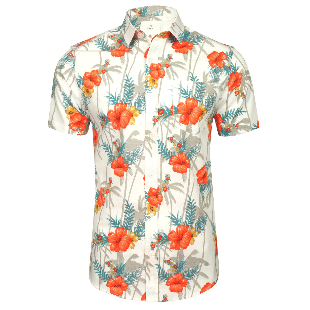 Xact Men's Hawaiian Floral Shirt, 100% Cotton, Short Sleeved-Main Image