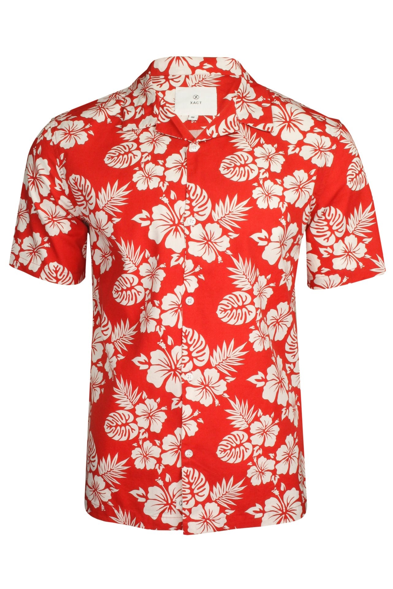 Xact Mens Cuban Collar Hawaiian Shirt - Short Sleeved-Main Image