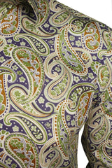 Xact Men's Long Sleeved Paisley Print Shirt, Slim Fit - Mod Retro Partywear, Smart Casual Fashion-2