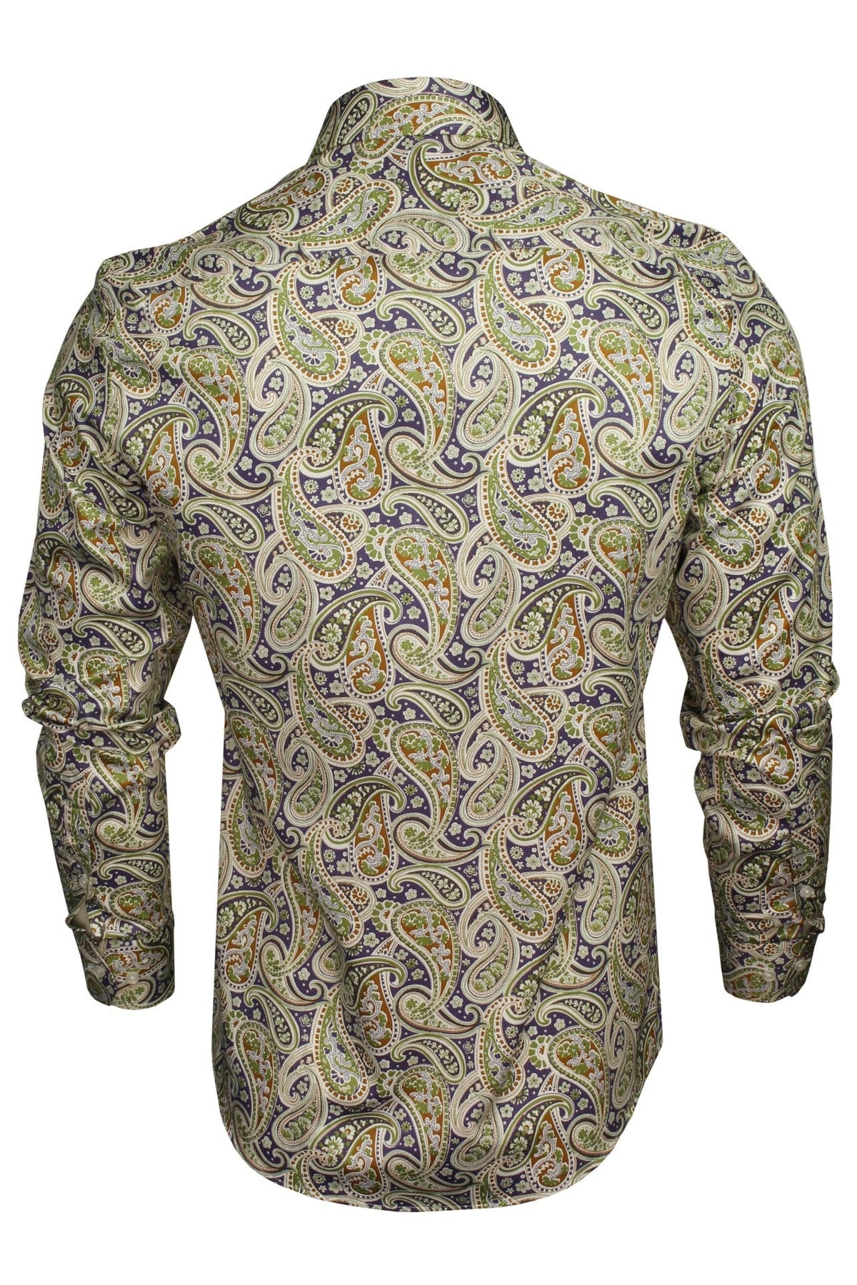 Xact Men's Long Sleeved Paisley Print Shirt, Slim Fit - Mod Retro Partywear, Smart Casual Fashion-3