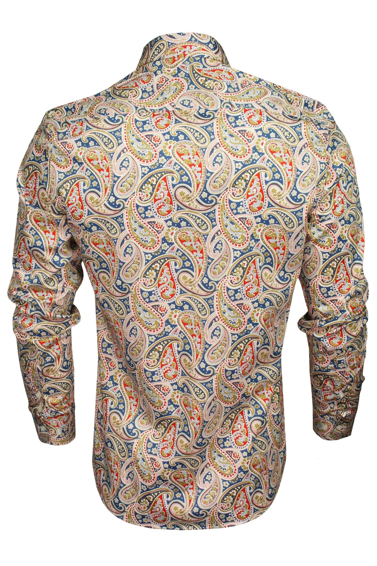 Xact Mens Paisley Digital Print Shirt - Long Sleeved-3