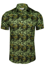 Xact Mens 100% Cotton Palm Tree Hawaiian Shirt, Short Sleeved, Slim Fit-Main Image