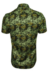 Xact Mens 100% Cotton Hawaiian Palm Tree Shirt, Short Sleeved, Slim Fit-3