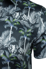 Xact Mens 100% Cotton Hawaiian Palm Tree Shirt, Short Sleeved, Slim Fit-2