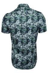 Xact Mens 100% Cotton Hawaiian Palm Tree Shirt, Short Sleeved, Slim Fit-3