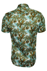 Xact Mens 100% Cotton Hawaiian Palm Tree Shirt, Short Sleeved, Slim Fit-3