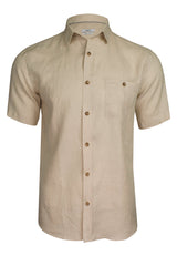 Xact Mens 100% Pure Linen Shirt - Short Sleeved - Regular Fit-Main Image